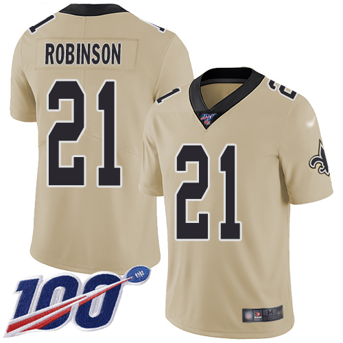 Men New Orleans Saints Limited Gold Patrick Robinson Jersey NFL Football #21 100th Season Inverted Legend Jersey